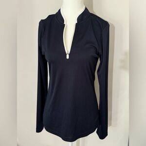 Tory Sport Golf Active Wear Shirt Sz S Navy w White Collar